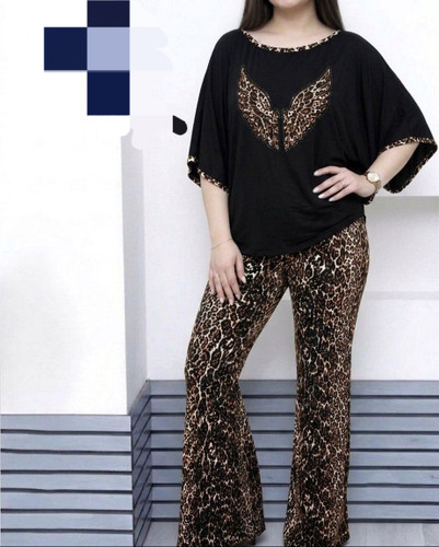 ست کراپ شلوار زنانه مدل فرشته پلنگی